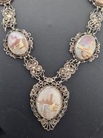 Zilveren sieradenset met camee voorstellingen, Ophalen of Verzenden, Zilver, Ketting, Met edelsteen