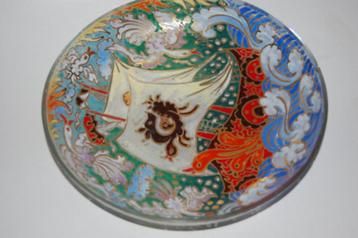 Jose Cire Royo Moser glazen schaaltje met Spaanse galjoen beschikbaar voor biedingen