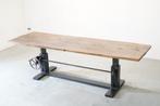 Industriële tafel, in hoogte verstelbare tafel, Huis en Inrichting, Tafels | Eettafels, Ophalen, Eikenhout, 50 tot 100 cm, Vijf personen of meer