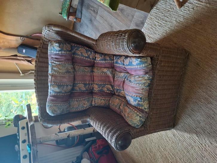 Mooie riete robuuste fauteuil, Huis en Inrichting, Fauteuils, Zo goed als nieuw, Ophalen