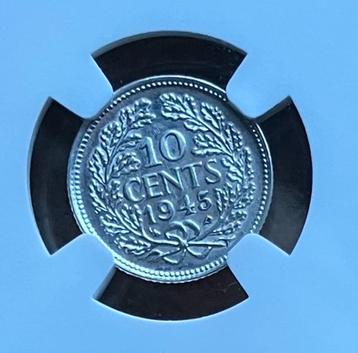 10 cent 1945 Wilhelmina ZELDZAAM beschikbaar voor biedingen