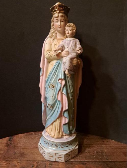 Mariabeeld Porselein Bisque 1920, Antiek en Kunst, Antiek | Religie, Ophalen of Verzenden