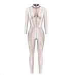 Dames catsuit 5 / bodysuit wit doorzichtig jumpsuit festival, Verzenden, Nieuw, Maat 46/48 (XL) of groter, Overige thema's