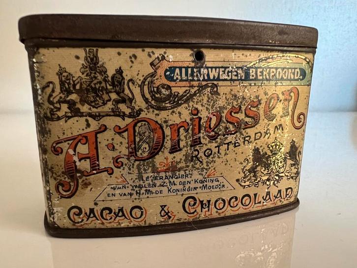 A. Driessen Rotterdam Cacao & Chocolaad Oud Blik Pastilles, Verzamelen, Blikken, Gebruikt, Overige, Overige merken, Ophalen of Verzenden