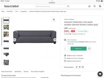 vtwonen 3-zits bank outdoor (binnen-buiten) carbon grijs beschikbaar voor biedingen