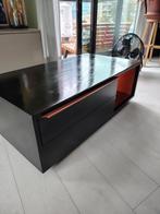 Salontafel van grijs mangohout met koper, Huis en Inrichting, Tafels | Salontafels, Ophalen, 100 tot 150 cm, 50 tot 100 cm, Zo goed als nieuw