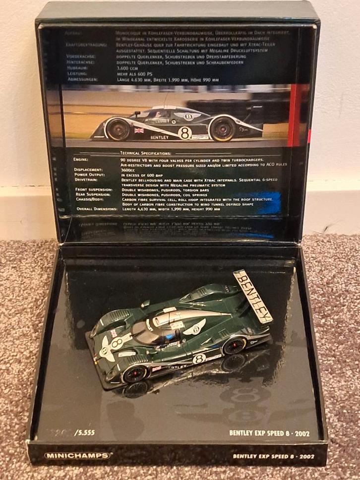 Bentley Exp Speed 8 24h Le Mans 2002 1/43 Minichamps Giftbox, Hobby en Vrije tijd, Modelauto's | 1:43, Gebruikt, Auto, MiniChamps
