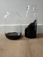 2 vazen, Huis en Inrichting, Zwart, Ophalen of Verzenden, Minder dan 50 cm, Glas