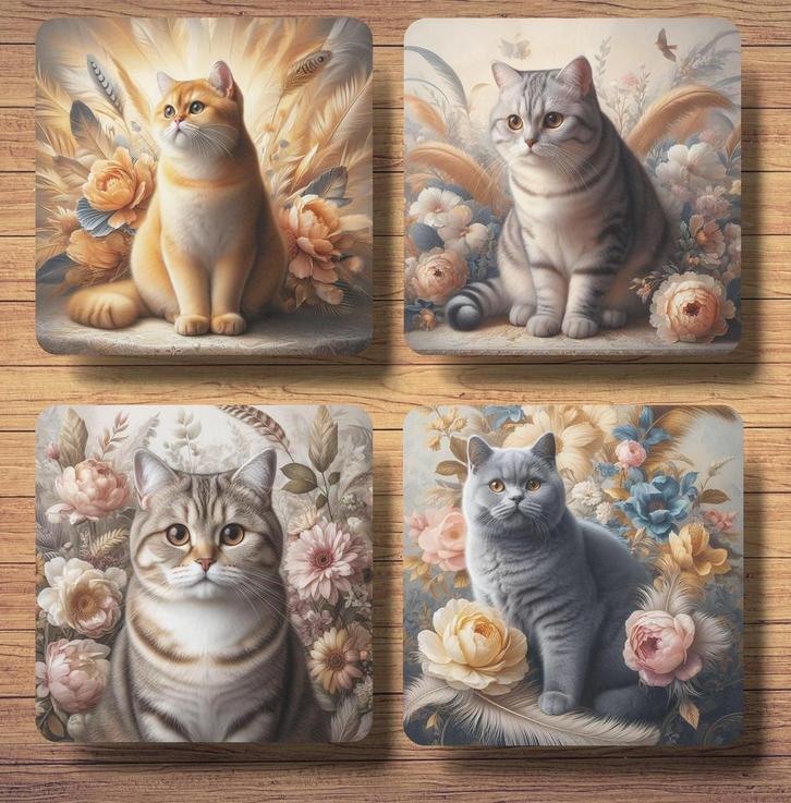 Brits Korthaar Barok stijl onderzetters met houder, Huis en Inrichting, Woonaccessoires | Onderzetters, Nieuw, Glas of Kopje, Ophalen of Verzenden