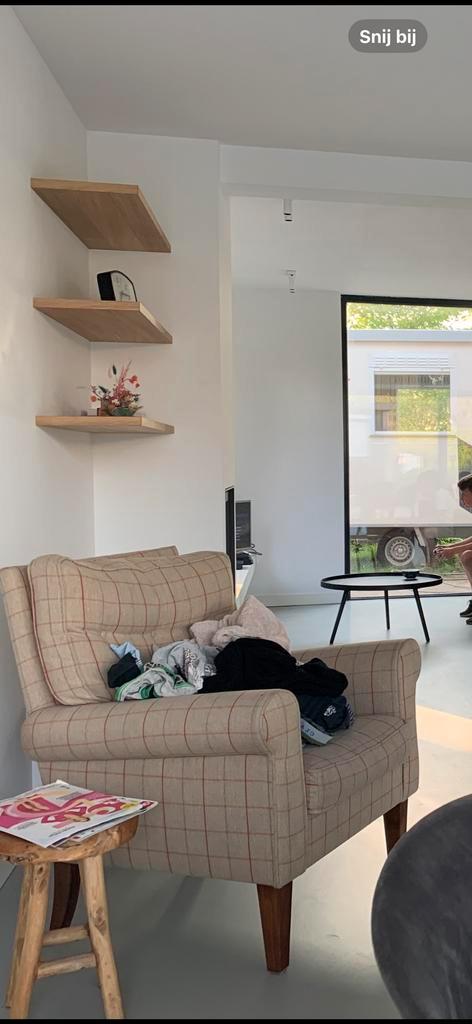 Geruite fauteuil - Rookvrij & Comfortabel, Huis en Inrichting, Fauteuils, Zo goed als nieuw, Stof, 75 tot 100 cm, 75 tot 100 cm