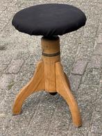 Vintage Pianokruk met Verstelbare Hoogte en Zwarte Bekleding, Ophalen of Verzenden
