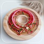 NIEUW! Miyuki armbandjes gouden bloem, rode of roze kersjes, Ophalen of Verzenden, Nieuw, Roze