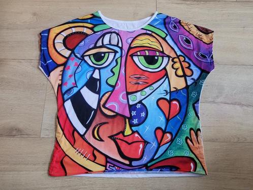 T-shirt met gekleurde opdruk maat XL ~ TH0029, Kleding | Dames, T-shirts, Zo goed als nieuw, Maat 46/48 (XL) of groter, Korte mouw