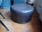 Lederen poef, Huis en Inrichting, Banken | Voetenbanken en Poefen, Ophalen, Gebruikt, Leer, Retro