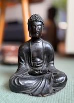 Bronzen Boeddha - Donker Gepatineerd - 18cm, Ophalen of Verzenden, Gebruikt