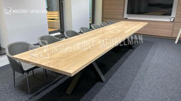 Industriele Eettafel Massief Eiken Boomstam Tafels Eikenhout - afbeelding 1