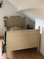 Vintage Twijfelaar Bed + op maat gemaakt matras en topper, Ophalen, Gebruikt, Beige, Twijfelaar