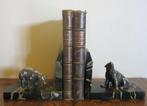 Antieke art deco boekensteunen beren, BRONS verzilverd, Antiek en Kunst, Verzenden, Brons