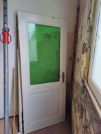 Houten binnendeur met glas, stomp, 207x88x3.6, Ophalen, Gebruikt, 80 tot 100 cm, Binnendeur