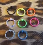 Neonkleurige gespikkelde piercing ringetjes, Ophalen of Verzenden, Nieuw, Staal, Overige typen