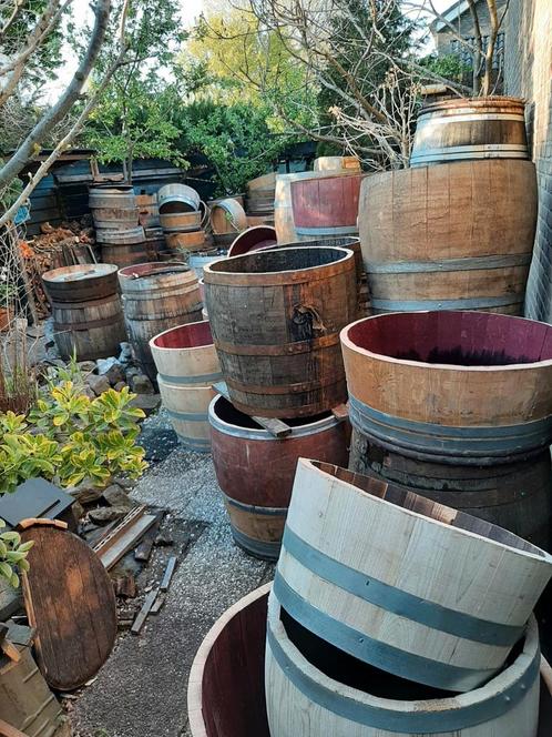 Eiken wijnvaten als bloembak of waterpartij plantenbak bome, Tuin en Terras, Bloembakken en Plantenbakken, Nieuw, Hout, Binnen
