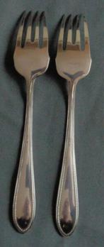 WMF 90 500 Perlrand 2x Verzilverde Visvork 18cm Set, Gebruikt, Ophalen of Verzenden, Zilver