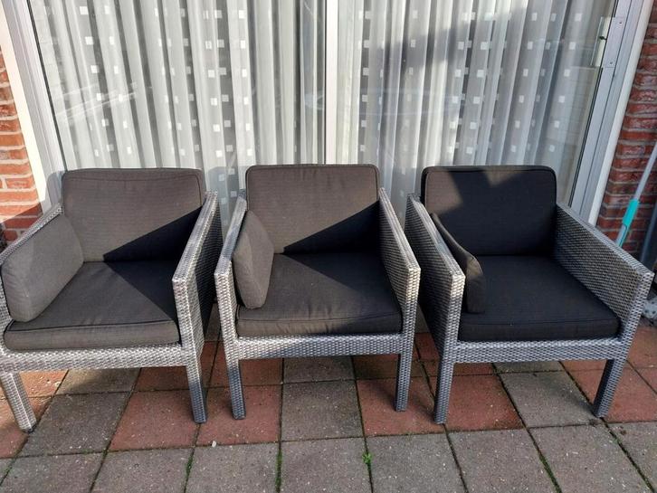 3 Wicker rattan loungestoelen, Tuin en Terras, Tuinsets en Loungesets, Wicker, 2 zitplaatsen, Ophalen