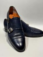 Santoni dubbele monk blauw / zwart F 7 1/2, Santoni, Verzenden, Blauw, Gespschoenen