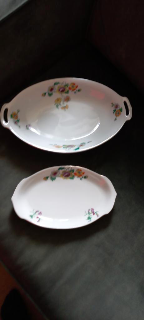Vintage Serveerschalen met Bloemmotief - Set van 2, Antiek en Kunst, Antiek | Schalen, Ophalen of Verzenden