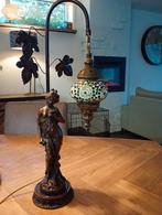Bronzen Tafellamp met Mozaïek, Antiek en Kunst, Ophalen of Verzenden