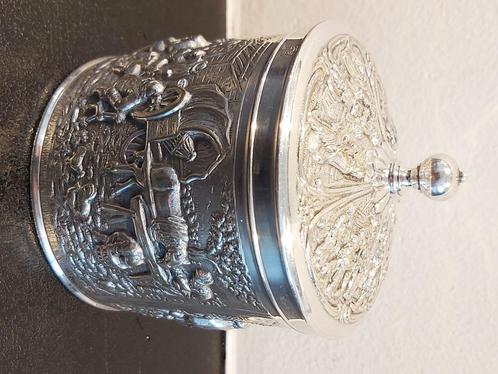 Verzilverd Douwe Egberts potje met deksel, Antiek en Kunst, Antiek | Goud en Zilver, Ophalen of Verzenden