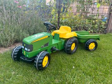 Prachtige RollyKid traptractor John Deere met aanhanger. beschikbaar voor biedingen