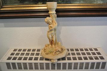 Ital.Kaarsenstandaard/Naakt Jong Meisje/Bloemen beschikbaar voor biedingen