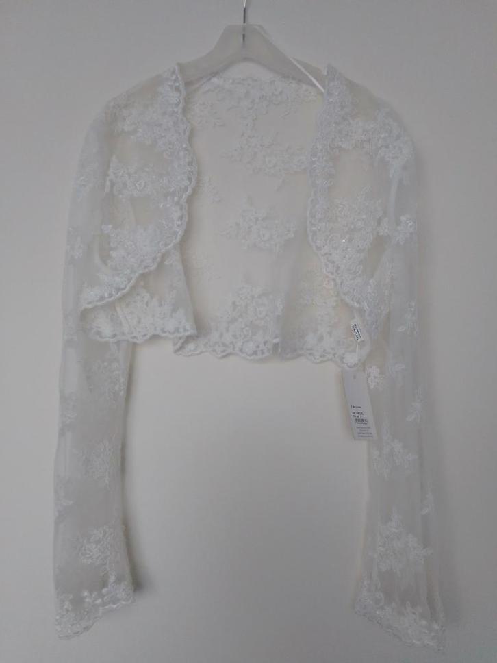 Bolero Bianco Evento xxxl Maat 46, Kleding | Dames, Trouwkleding en Trouwaccessoires, Zo goed als nieuw, Accessoires, Wit, Ophalen of Verzenden