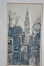 gravure: westertoren. J. Jossaeaud, in lijst, Antiek en Kunst, Kunst | Etsen en Gravures, Ophalen of Verzenden