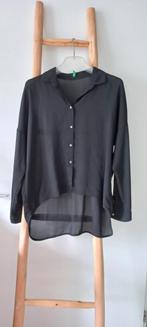 UNITED COLORS OF BENETTON VOILE BLOUSE ZWART MT L, Kleding | Dames, Ophalen of Verzenden, Zo goed als nieuw, Maat 46/48 (XL) of groter