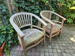 Twee tuinstoelen teak Indonesië, Tuin en Terras, Ophalen, Gebruikt, Hout