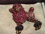 POEDEL BROCHE BEZET MET GLINSTER STEENTJES, Verzenden, Broche