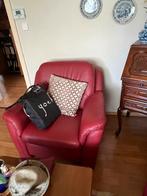 Leren fauteuils en bankstel, Huis en Inrichting, Fauteuils, Ophalen, Gebruikt, Leer, 75 tot 100 cm