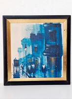 Orgineel schilderij van Le Renoux, Parijs, goud en blauw., Ophalen of Verzenden