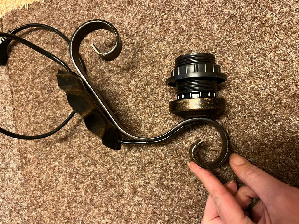 Vintage wandlamp antiek bruin, Huis en Inrichting, Lampen | Wandlampen, Ophalen of Verzenden, Zo goed als nieuw, Metaal