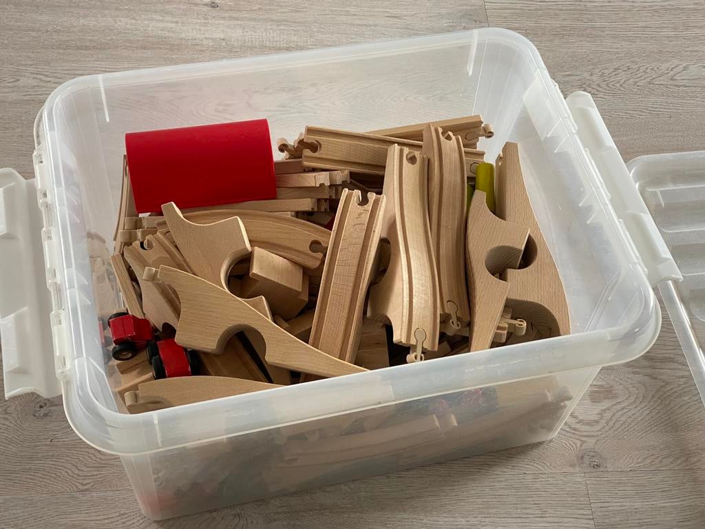 Ikea houten treinbaan met treintjes, Ophalen, Gebruikt