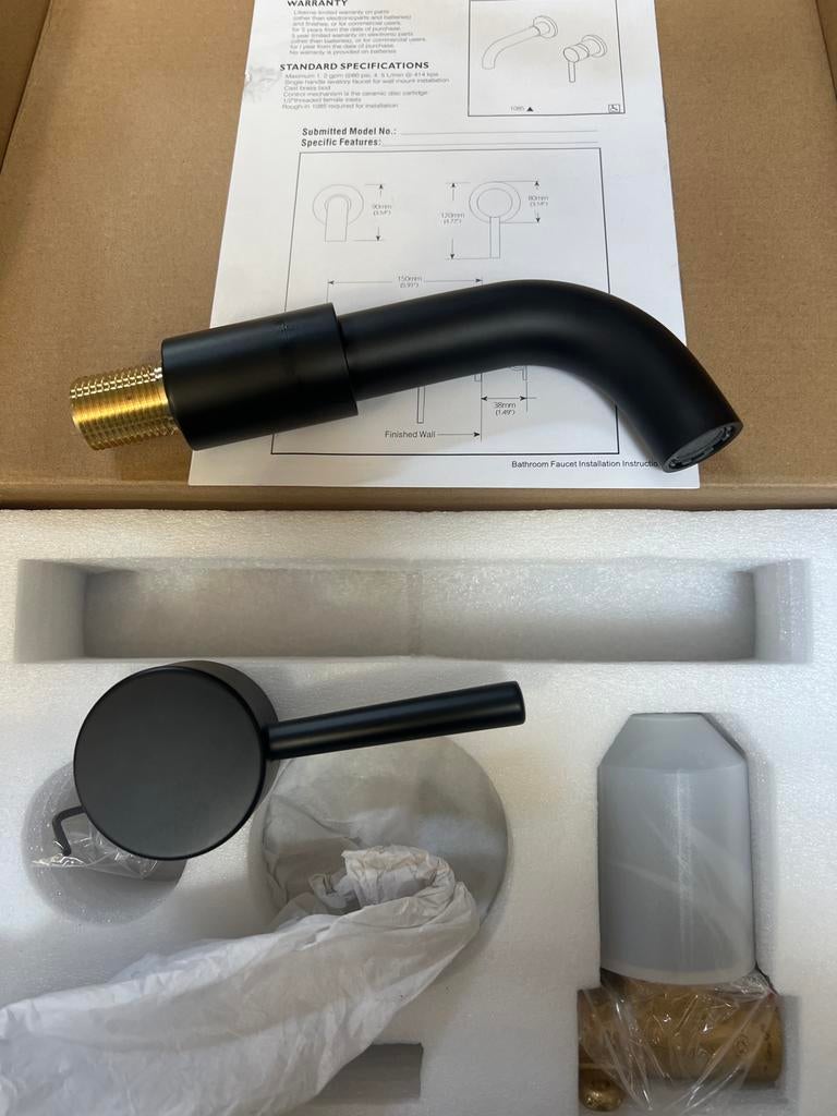 Zwarte Inbouw Wastafelkraan - Modern Design, Ophalen, Nieuw, Kraan