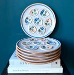 Pornic France set van 6 oesterborden ZELDZAAM!, Ophalen of Verzenden, Glas, Overige stijlen, Bord(en)