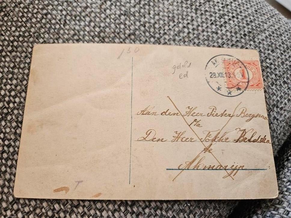 Alkmarijp oud adres  Gelukkig Nieuwjaar meisje sneeuwbal, Verzamelen, Ophalen of Verzenden