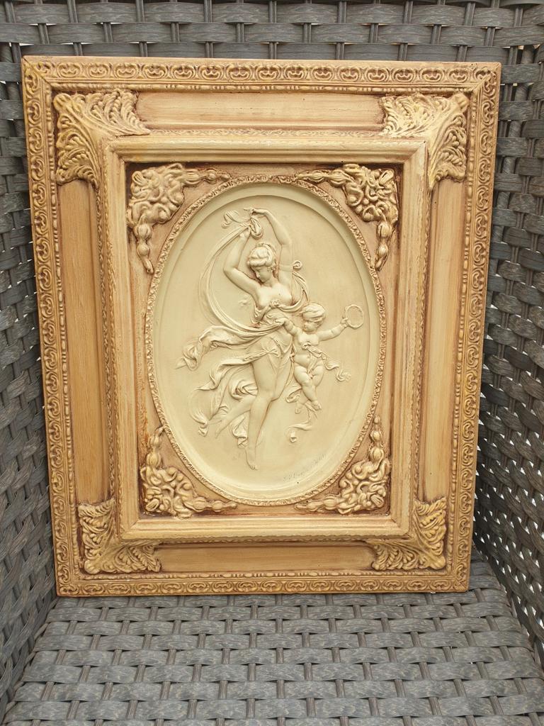 Plaquette van vrouw met putti., Antiek en Kunst, Antiek | Religie, Ophalen