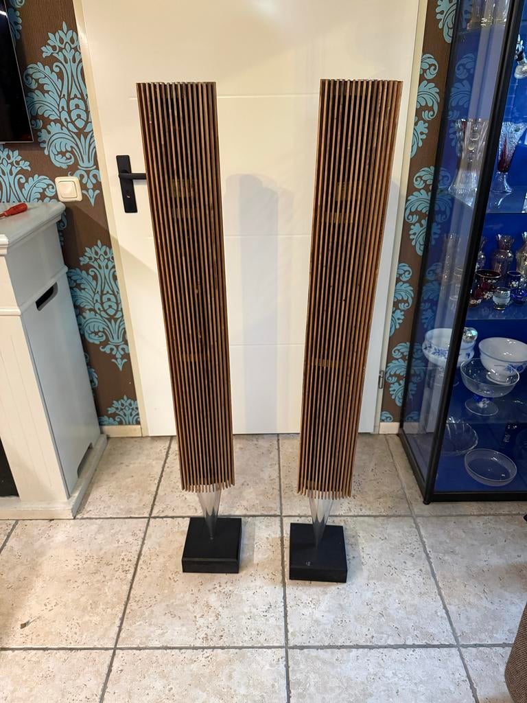 Bang & Olufsen Beolab 8000 speakers met houten fronten, Gebruikt, 120 watt of meer, Front, Rear of Stereo speakers, Ophalen