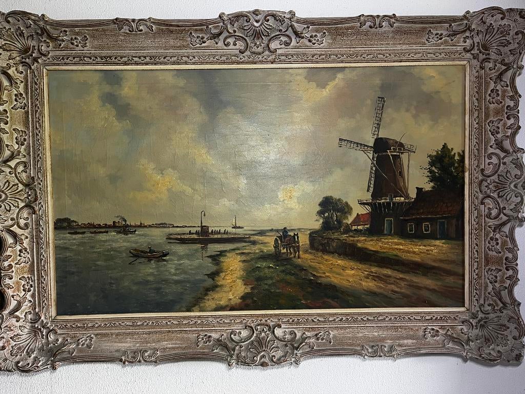 Klasiek schilderij Hans Lenteman, Antiek en Kunst, Kunst | Schilderijen | Klassiek, Ophalen of Verzenden
