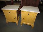 antiek set nachtkastjes met wit marmer blad 275,00, Minder dan 45 cm, Zo goed als nieuw, Hout, 55 tot 70 cm