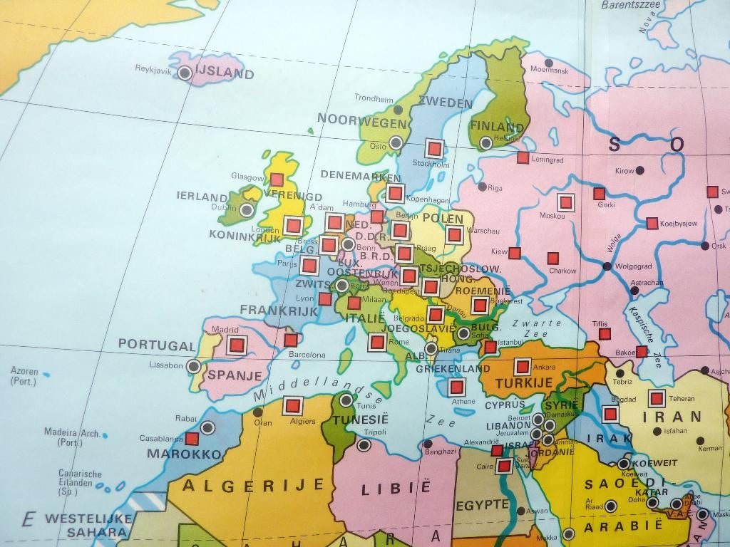 Oude schoolkaart van Europa met landen, Antiek en Kunst, Antiek | Schoolplaten, Ophalen of Verzenden, Aardrijkskunde